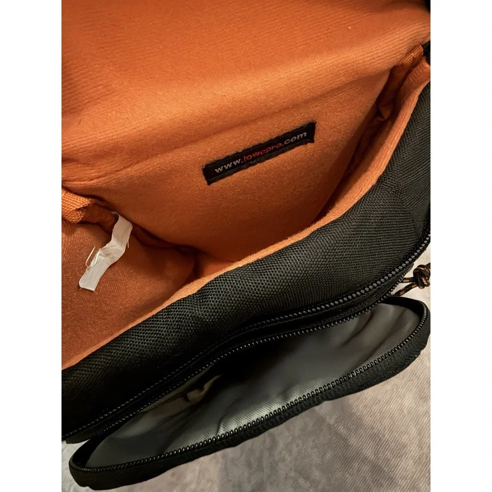 Lowepro Padded Nylon Camera Shoulder Bag w/ Strap, Black/Orange, Compact